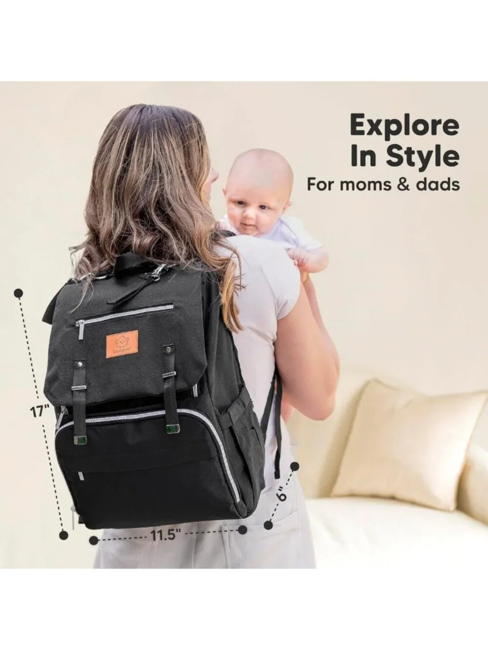Stylish Waterproof Baby Diaper Bag Backpack with Changing Pad & Insulated